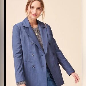 Rouje Navy Pinstripe Double-Breasted Alberto Blazer